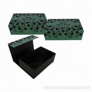 Folding wine box with flocking